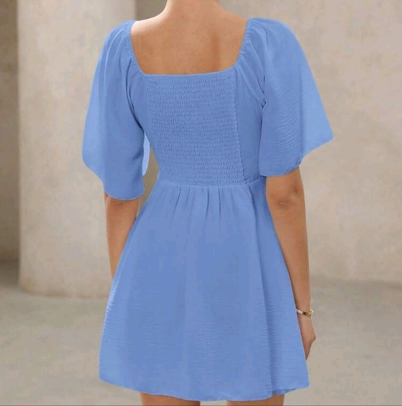 New Casual Vacation Simple Solid Shirred Front Pleated Bowknot Belt Desing Back - Picture 2 of 4